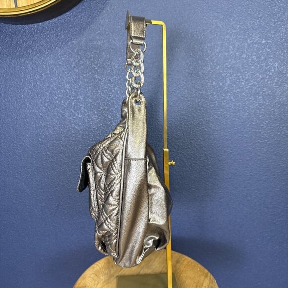 Style & Co Metallic Silver Quilted Shoulder Bag - Picture 4 of 6